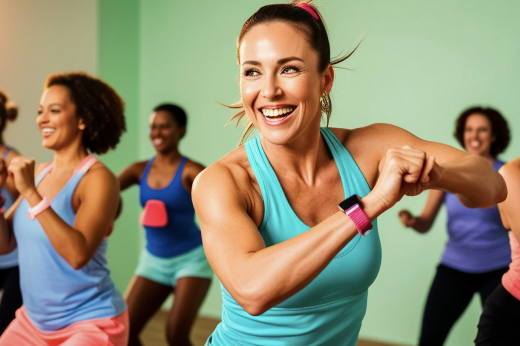 Women in a group fitness class